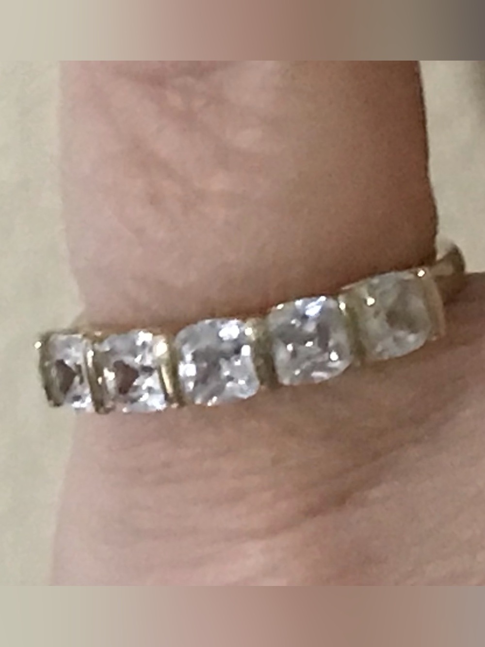 Gold Clad Diamonique Cushion Ring Size 7